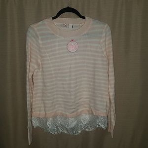 Brand new pink&white striped juniors sweater
